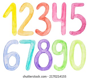 Watercolor Numbers Collection Learning Count Various Stock Illustration ...