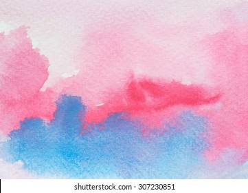 Watercolor Ombre Background. Watercolor Wash.Watercolor pink and blue background.