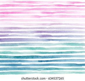 Watercolor ombre colorful hand draw lines pattern.