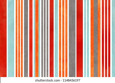 Watercolor Orange, Blue, Red And Gray Striped Background