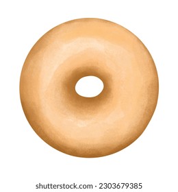 Watercolor original glazed donut. National donut day.Watercolor dessert illustration isolated on white background. - Powered by Shutterstock