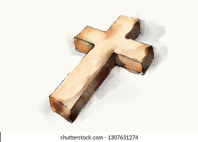 Watercolor Paint Cross