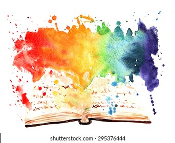 watercolor painted book containing a whole worlds
