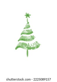Watercolor painted minimalistic Christmas tree