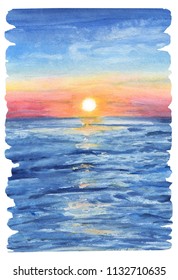 Watercolor sunset beach Images, Stock Photos & Vectors  Shutterstock