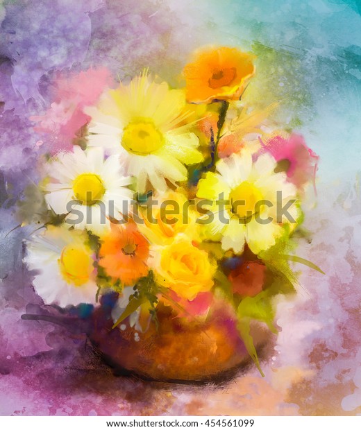 Watercolor Painting Flowers Hand Paint Bouquet Stock Illustration