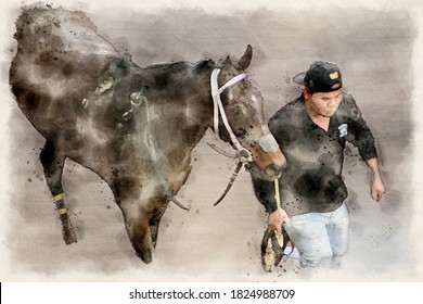 Watercolor Painting Of Horses At Churchill Downs