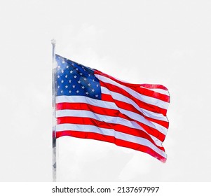 Watercolor painting illustration of American flag isolated over a white background