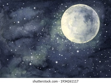 luna llena y estrellas
