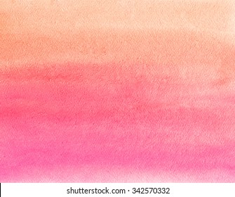 Watercolor painting  Orange   pink gradient 
