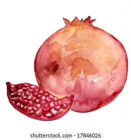 watercolor painting of pomegranate