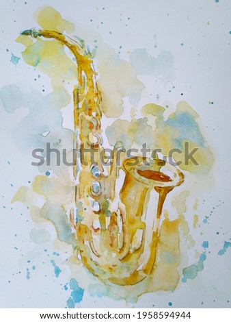 Watercolor Painting - The Saxophone
