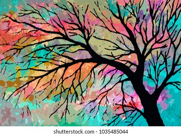 Paintings Tree Branch Images Stock Photos Vectors Shutterstock