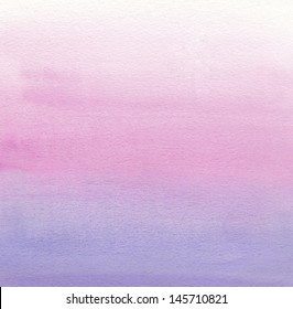 Watercolor painting. White, pink, purple gradient  