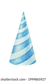 Watercolor Party Blue Hat On The White Background