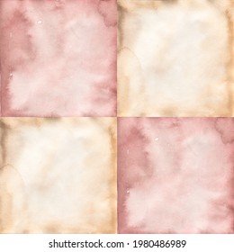 Watercolor Patchwork Seamless Pattern, old style paper in pink and beige color. repeat paper for fabric, printing design