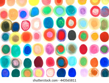 Watercolor Pattern Background. Original Abstract Hand Drawn Painting Of Circle. 

