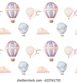 Watercolor pattern and balloons   clouds
