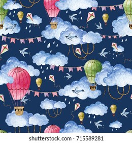 Watercolor pattern and balloons