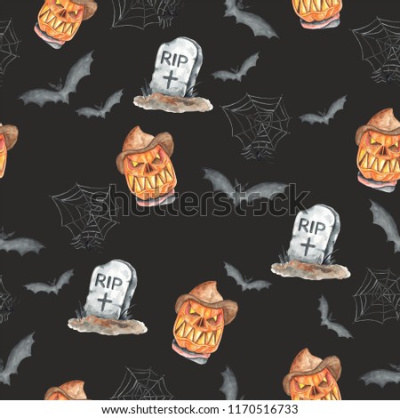 Poster: Watercolor pattern Halloween hand