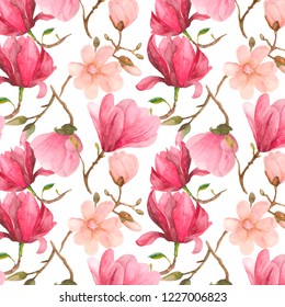 Watercolor Pattern Seamless Texture Large Flowers Stock Illustration ...