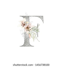 Number 4 Linen Texture Watercolor Flowers Stock Illustration 1853159677 ...