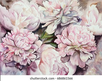 Watercolor Peonies Illustration