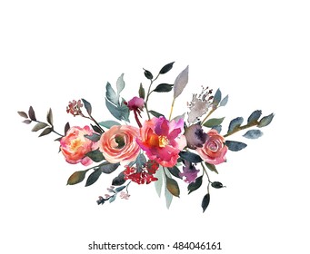 Download Coral Watercolor Flowers High Res Stock Images Shutterstock