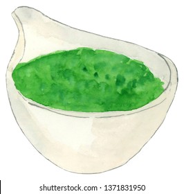 Watercolor Pesto Illustration Stock Illustration 1371831950 | Shutterstock