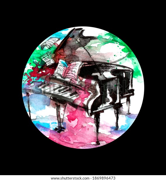 水彩ピアノ抽象的 ポスター背景に音楽祭 テンプレート 喜び 創造性 インスピレーション 音楽を書き 作曲する ロール ペイントスプラッシュ Musical のイラスト素材 Shutterstock