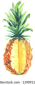 Watercolor Pineapple Clipart Illustration Stock Illustration 1190911474 ...