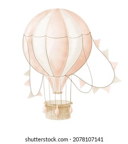 Watercolor pink Air Balloon