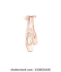 Watercolor Pink Ballerina Slippers With Ribbon