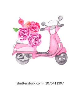 Watercolor Pink Bike