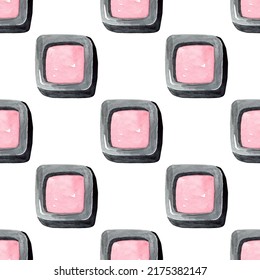 Watercolor Pink Blush Makeup  Seamless Pattern On White Background