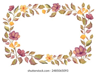 watercolor pink frame with flowers, copy empty space on white background. horizontal Layout for certificate, birth greeting card, banner, flyer, invitation, poster, web site - Powered by Shutterstock