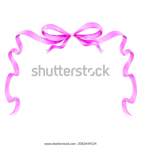 Watercolor Pink Ribbon Border Frame Clipping Stock Illustration