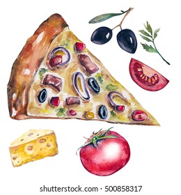 Watercolor Pizza 