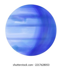 Watercolor Planet Uranus Isolated On White, Illustration