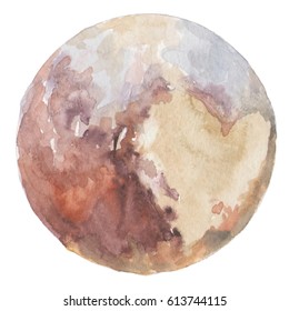 Watercolor Pluto Dwarf Planet