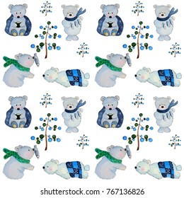 Watercolor Polar Bear Pattern