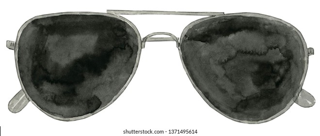 Watercolor Police Glasses Illustration