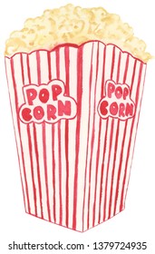 Watercolor Popcorn Illustration