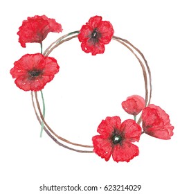 Watercolor Poppy Wreath