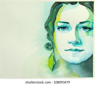 Watercolor Portrait Of Beautiful Girl | Handmade | Self Made | Painting