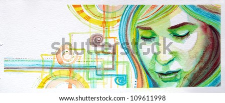 watercolor portrait of beautiful girl | handmade | self made | painting