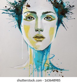 Watercolor Portrait Of Beautiful Woman | Handmade | Self Made | Painting 