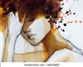 Watercolor Portrait Of Beautiful Woman | Handmade | Self Made | Painting 