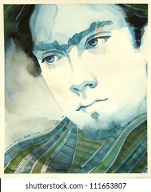 watercolor portrait young man | handmade | self made | painting