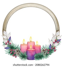 Watercolor Purple Advent Candle Wreath